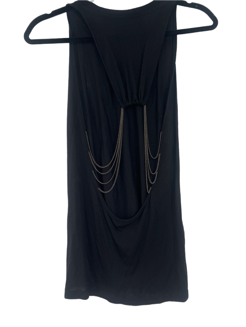 Black Tank Top with Chain Back Detail - Women's